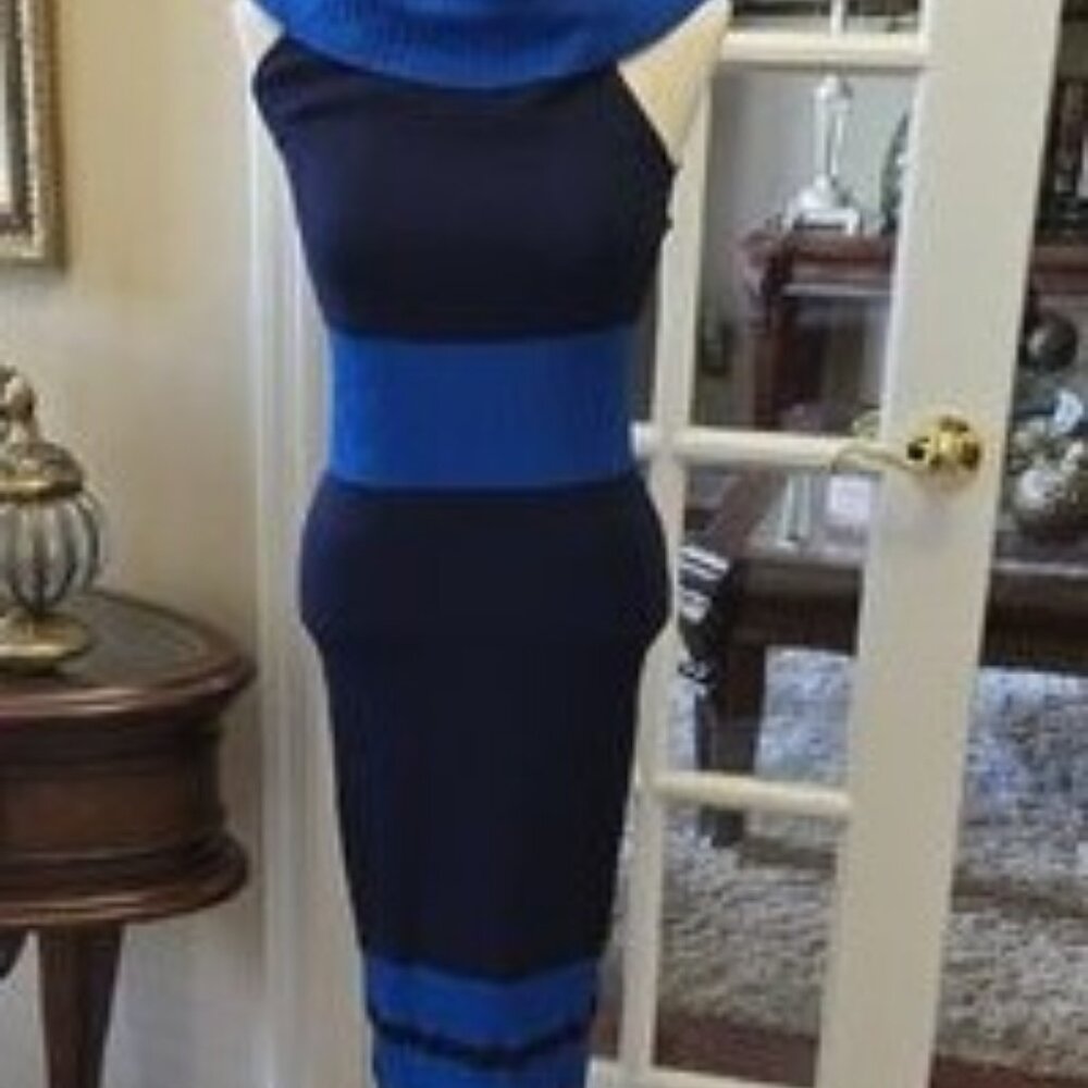 NWT NY&Co Eva Mendez Blue Bodycon Sleeveless Dress Sz XL MSRP $75